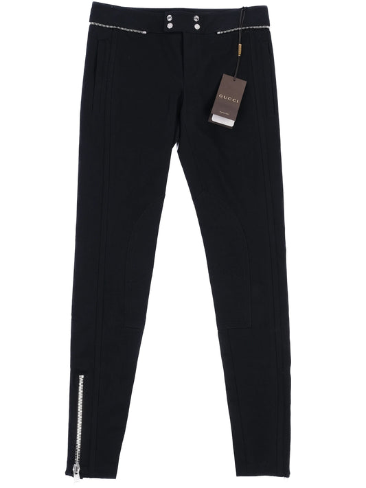 NEW Gucci Black Nylon Pants Size S with Zippers at Ankle