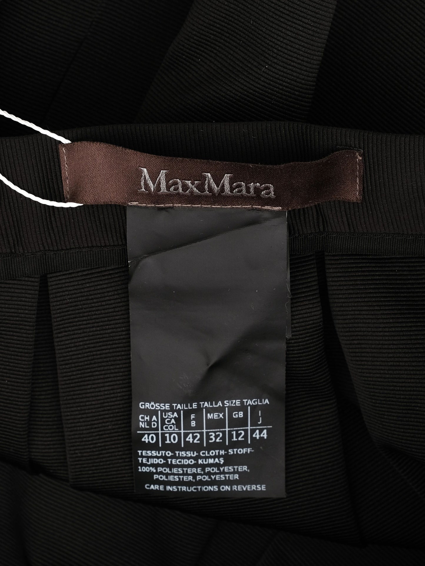 excellent max mara black pleated skirt size xl 100% polyester