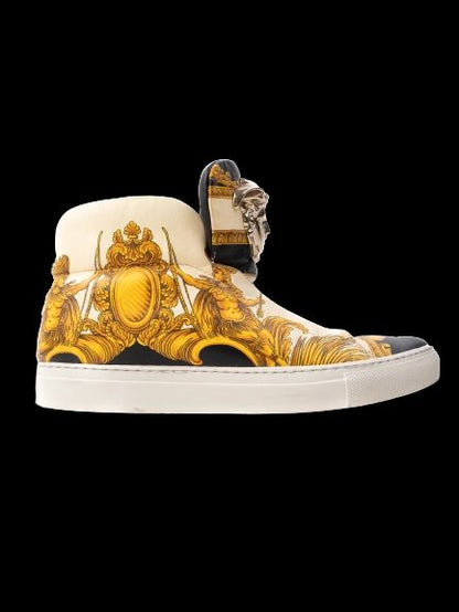 Versace High-Top Sneakers Gold Baroque Patterns Size 38 Excellent