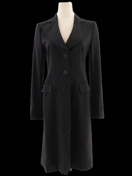 excellent emporio armani black wool womenõs coat size s