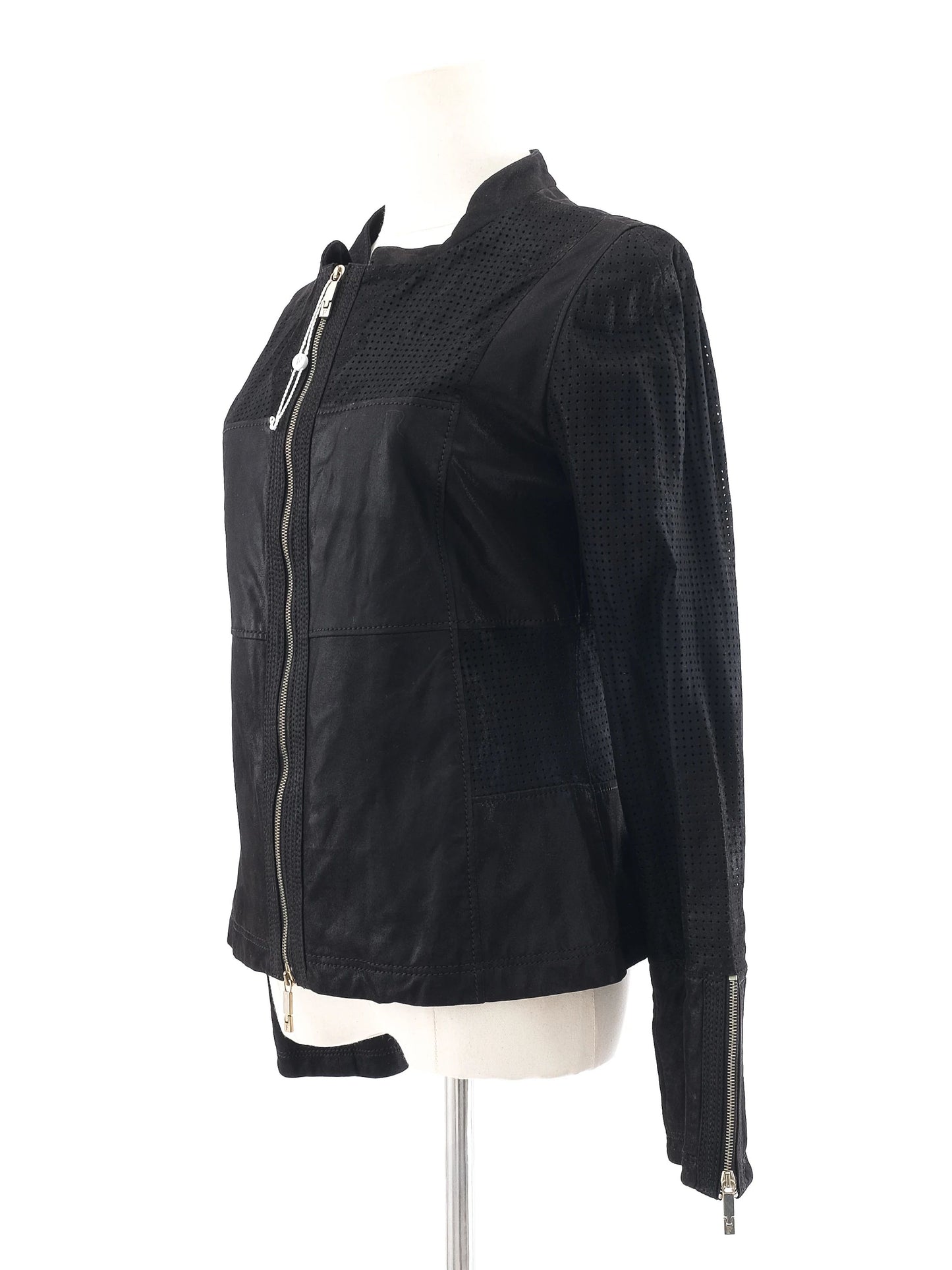 excellent ferre black wool jacket size xs with zipper details