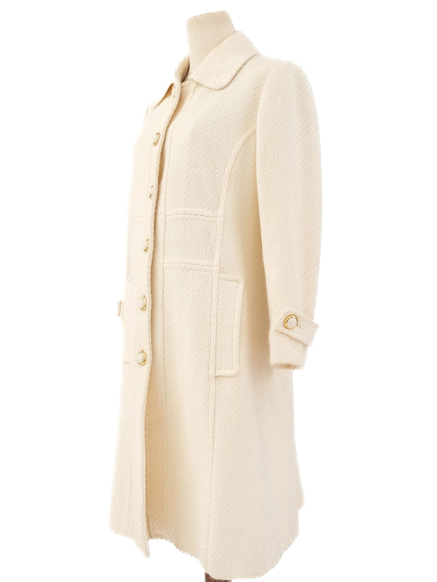 excellent luisa spagnoli white textured coat size l