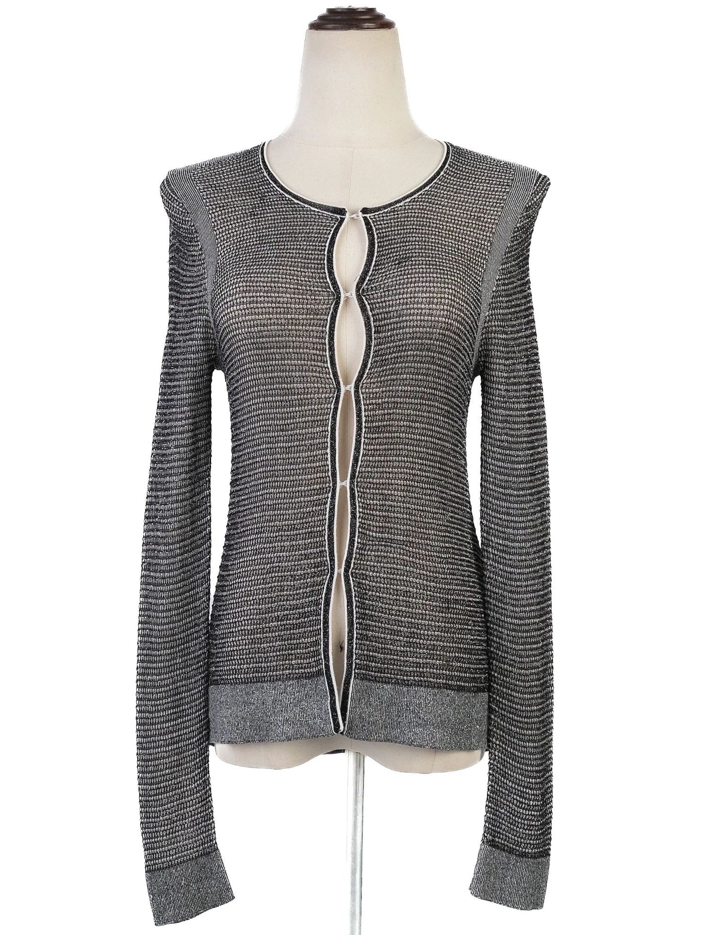 excellent maje gray knitted long sleeve top size xs sheer viscose