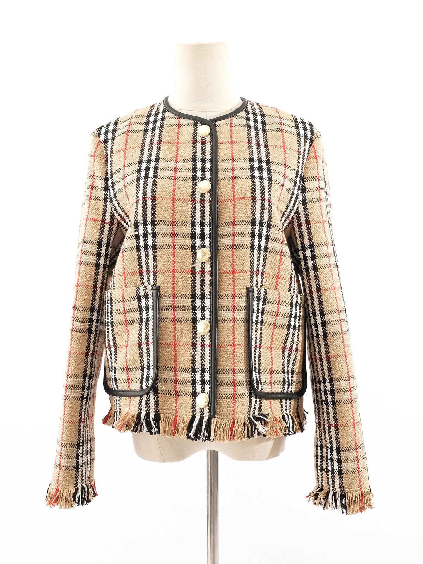 perfect burberry plaid wool jacket gold buttons size l women