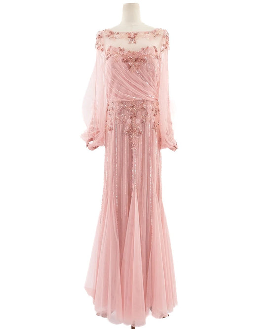 EXCELLENT Pronovias Pink Evening Gown XXL Floral Lace Embellishments