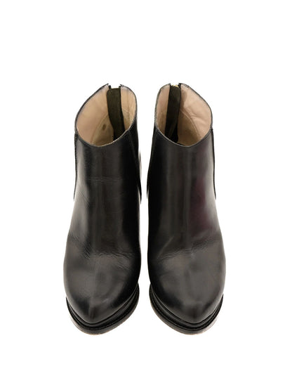 Excellent MaxCo Black Leather High-Heeled Ankle Boots Size 38