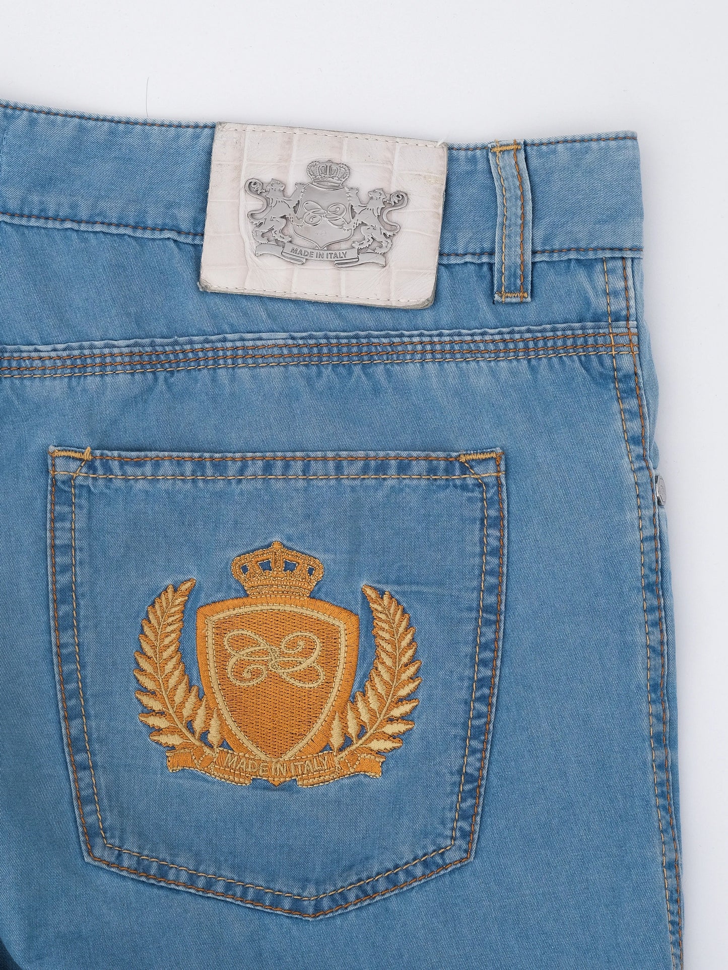 excellent castello d'oro blue cotton jeans size xl made in italy