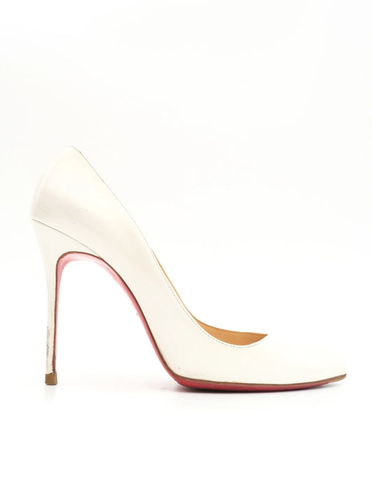 Average Condition Christian Louboutin White Leather Heels Size 38
