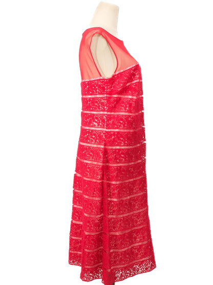 Excellent Tadashi Red Dress XL Semi-Sheer Lace Design Women's