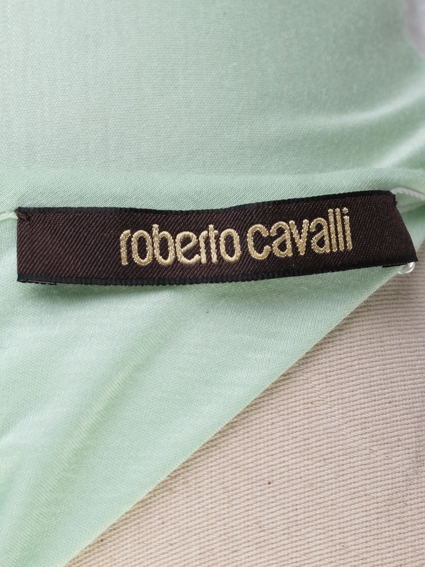 excellent roberto cavalli green silk shirt size m women