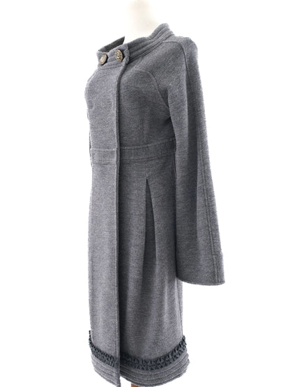 Excellent Class Roberto Cavalli Gray Wool Women's Coat with Decorative Trim