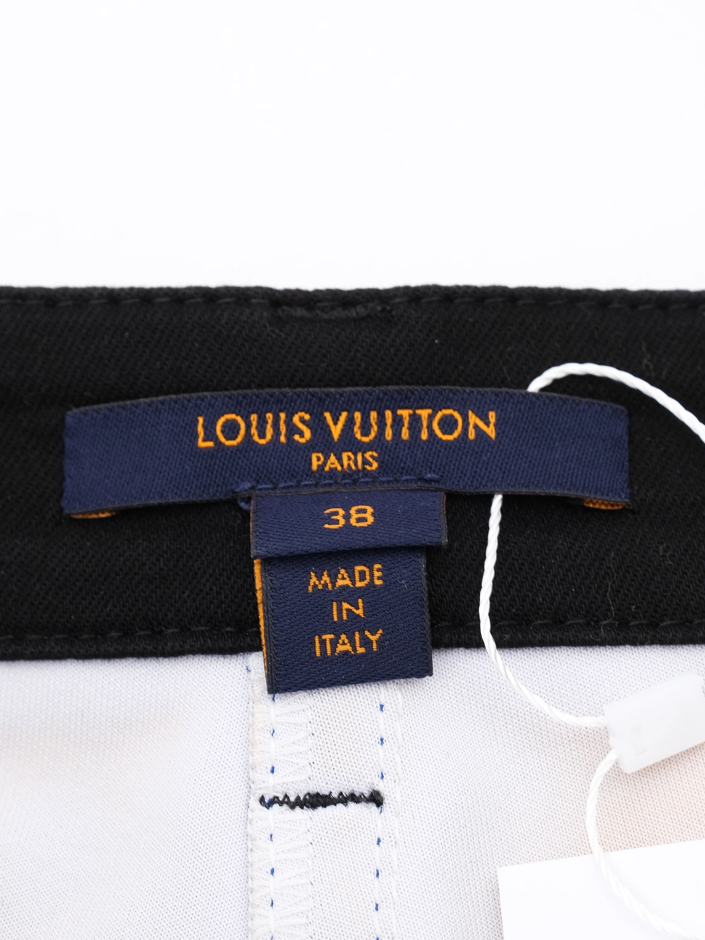 excellent louis vuitton blue polyester pants size m with black accents
