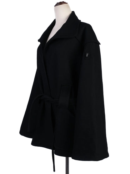 Excellent Bottega Veneta Black Wool Coat with Belt Size M