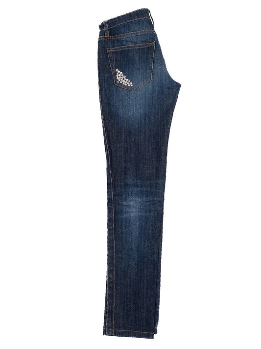 Excellent Blumarine Blue Cotton Jeans Size XS with Decorative Studs