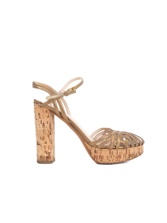 Excellent Prada Orange Leather High-Heeled Sandals Size 36.5