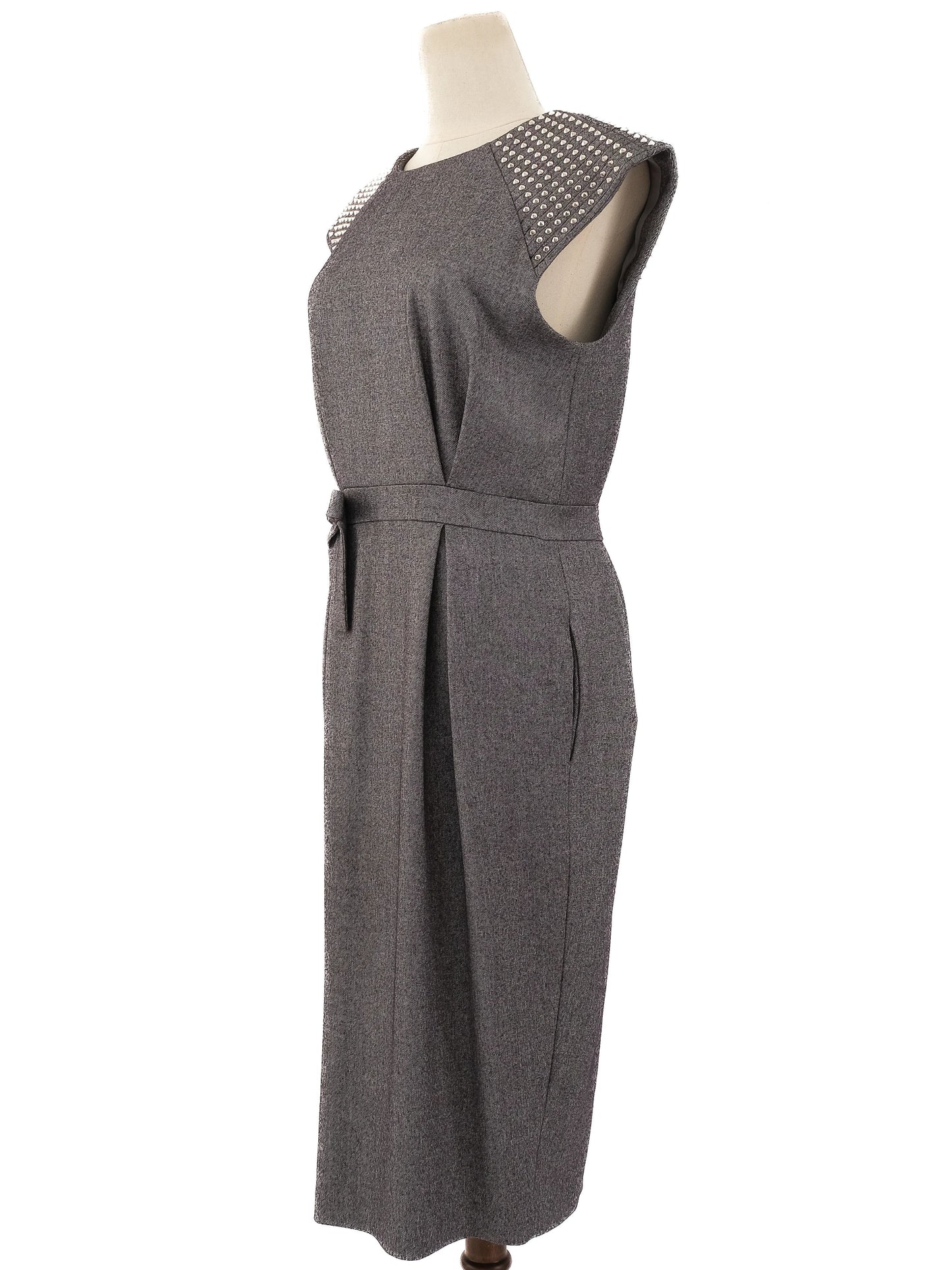 excellent thomas wylde gray sleeveless dress with embellished shoulders size l