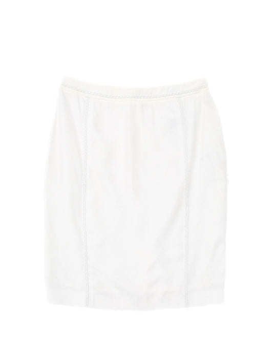 Excellent Bessini White Viscose Women's Skirt Size S with Braided Trim