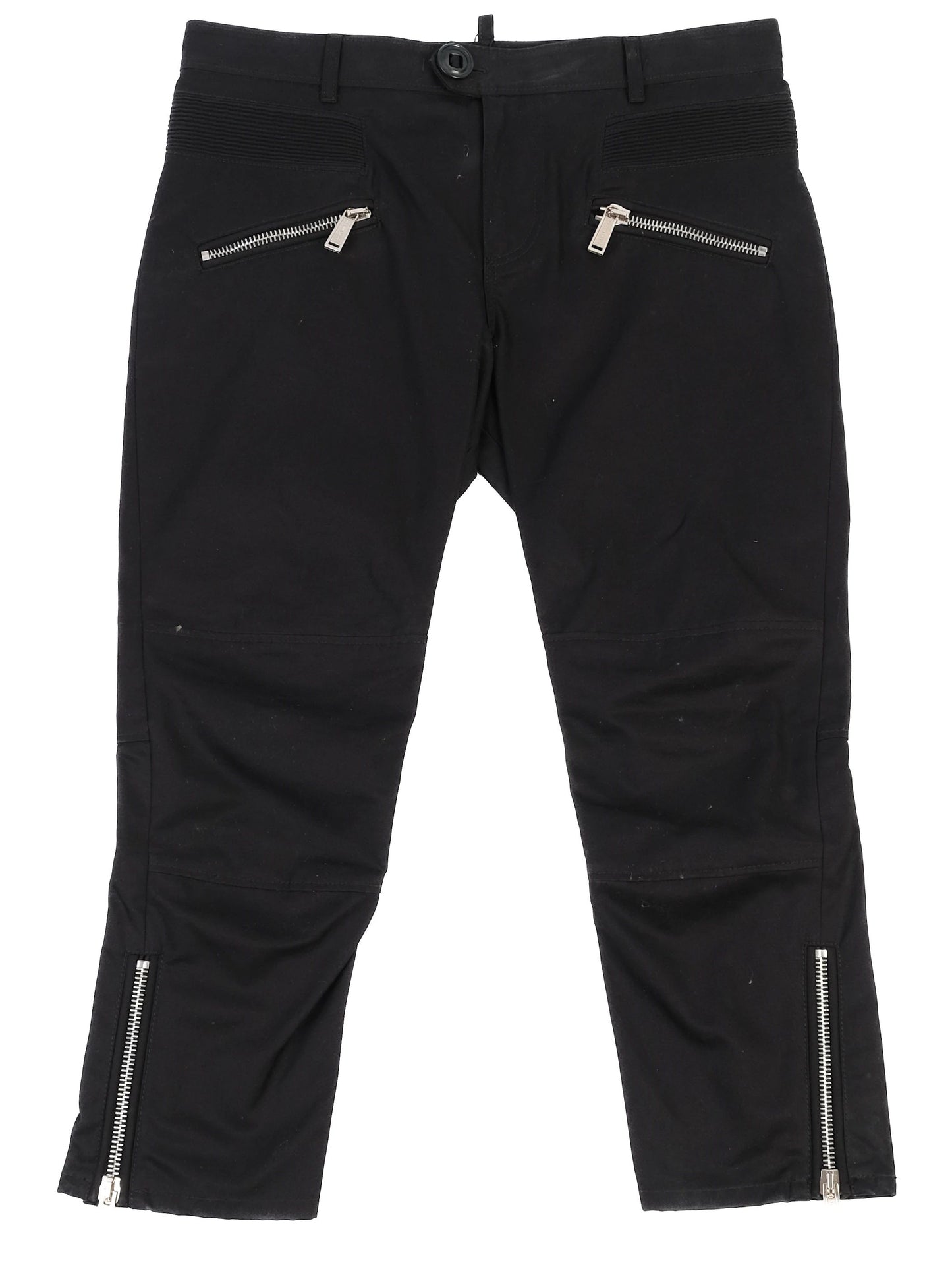 excellent dsquared2 black cotton pants size 40 with zipper details