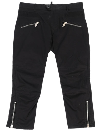 Excellent Dsquared2 Black Cotton Pants Size 40 with Zipper Details