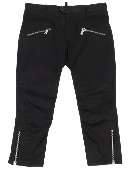 Excellent Dsquared2 Black Cotton Pants Size 40 with Zipper Details