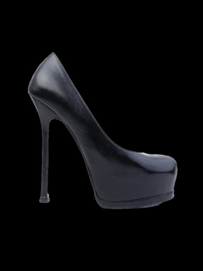 Yves Saint Laurent Black Leather High Heels Size 37 - Average Condition