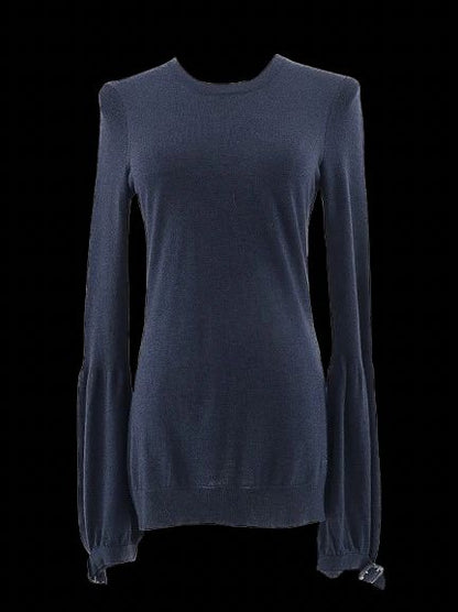 Excellent Burberry Blue Silk Sweater Size M with Button Details