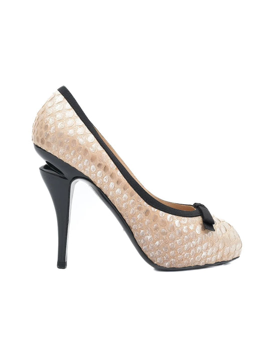 EXCELLENT Chanel Orange Leather High-Heeled Shoes Size 36