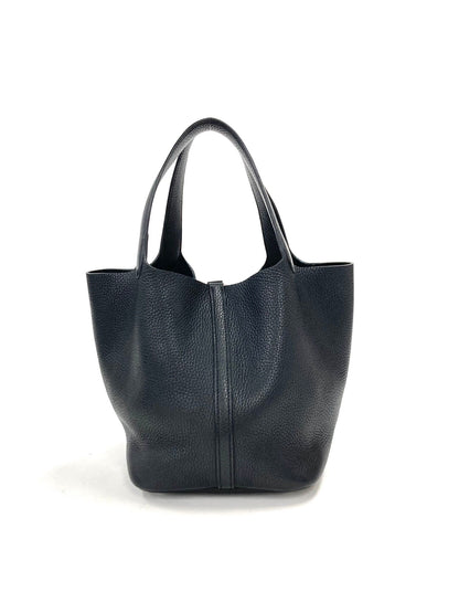 Hermes Black Picotin MM,Taurillon Clemence PHW  C Stamp