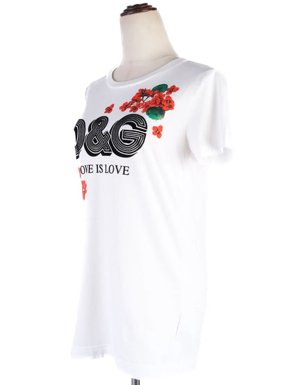 Excellent Dolce Gabbana White T-Shirt D&G LOVE IS LOVE Size M