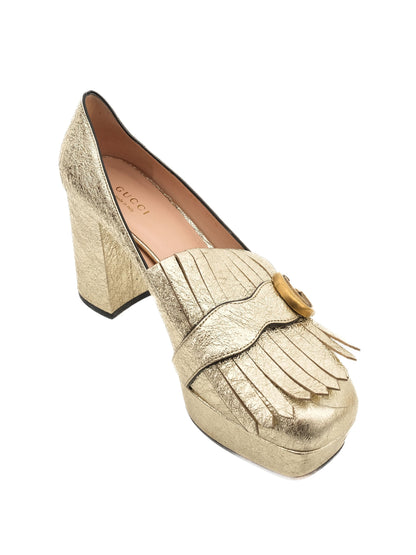 Good Gucci Yellow Leather Platform Shoes Size 38 with Chunky Heel