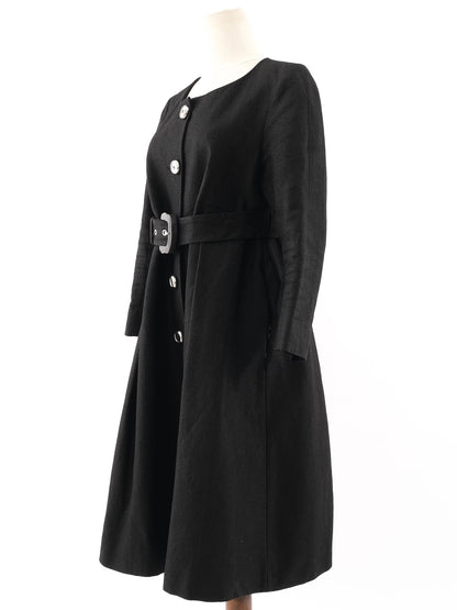 Excellent Kenzo Black Buttoned Coat with Belt Size L