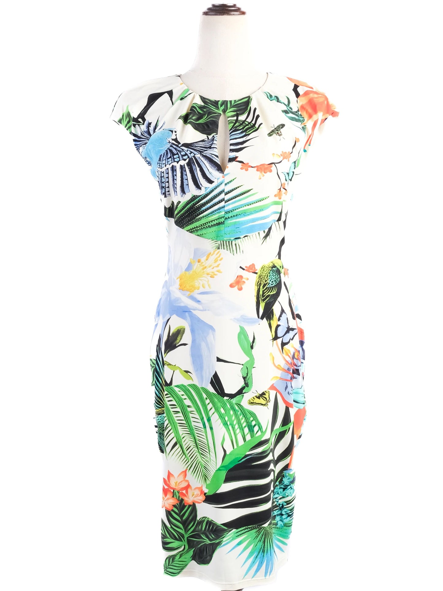 excellent roberto cavalli women's tropical print dress in nylon