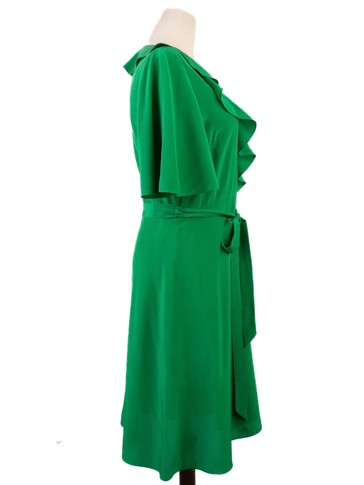 average condition karen millen green silk wrap dress size m