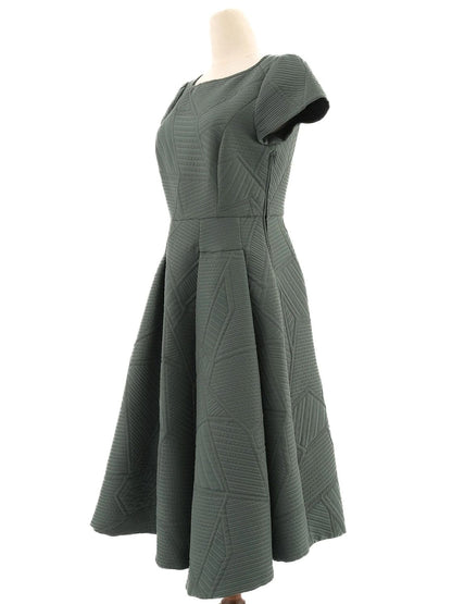 Excellent MaxCo Green Fit-and-Flare Dress Size S Polyester