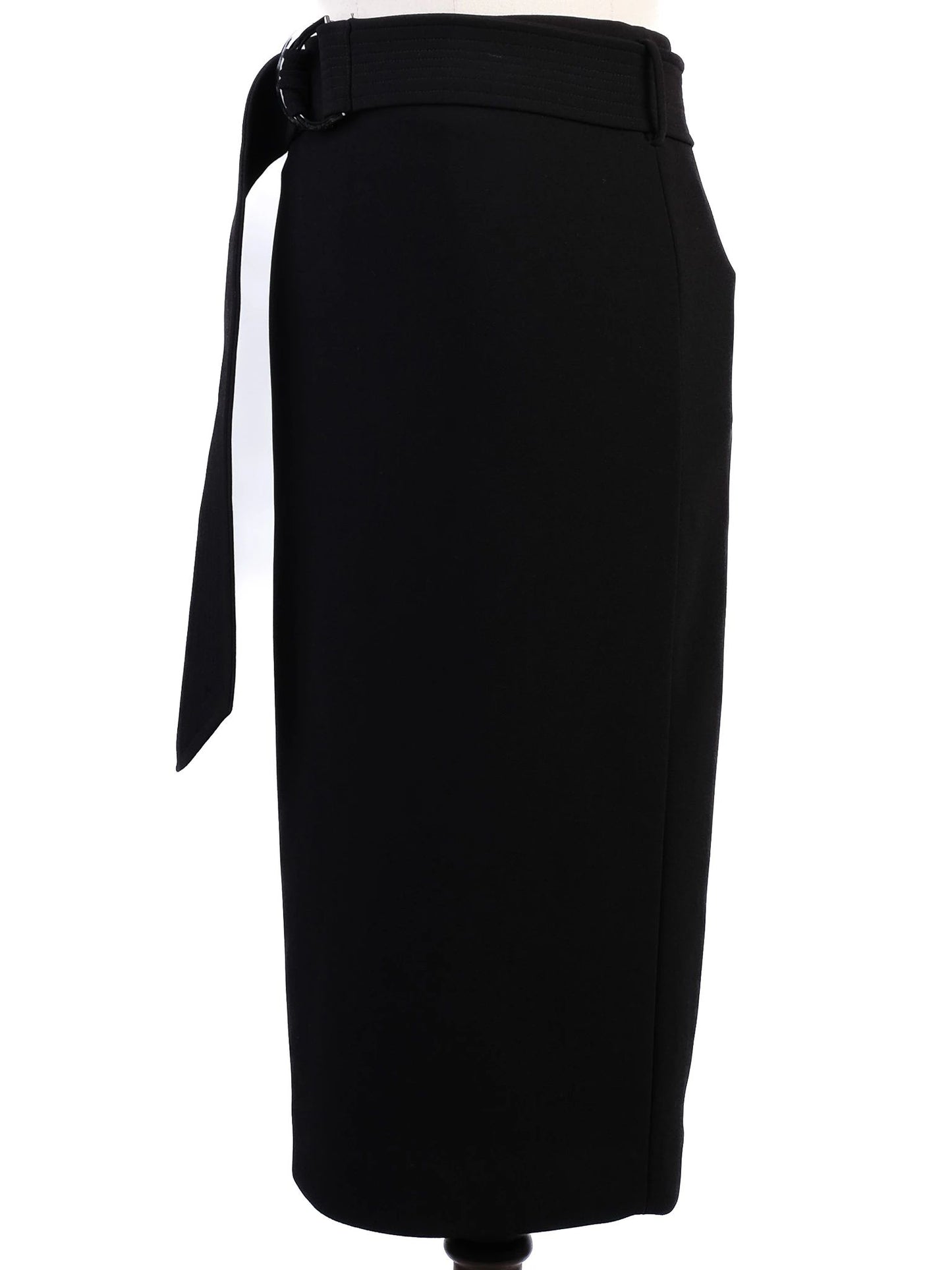 new reiss black midi skirt xxs pencil shape with belted waist