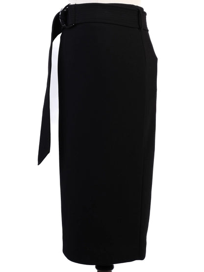 NEW Reiss Black Midi Skirt XXS Pencil Shape with Belted Waist