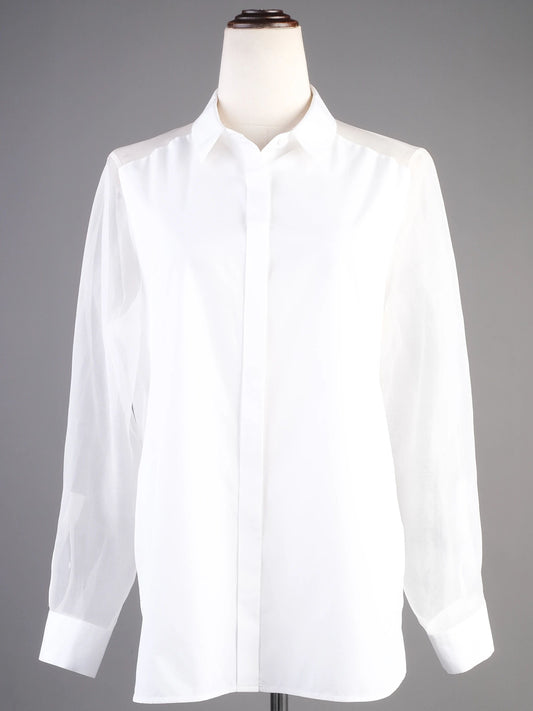 Excellent Burberry White Cotton Long Sleeve Button-Up Shirt