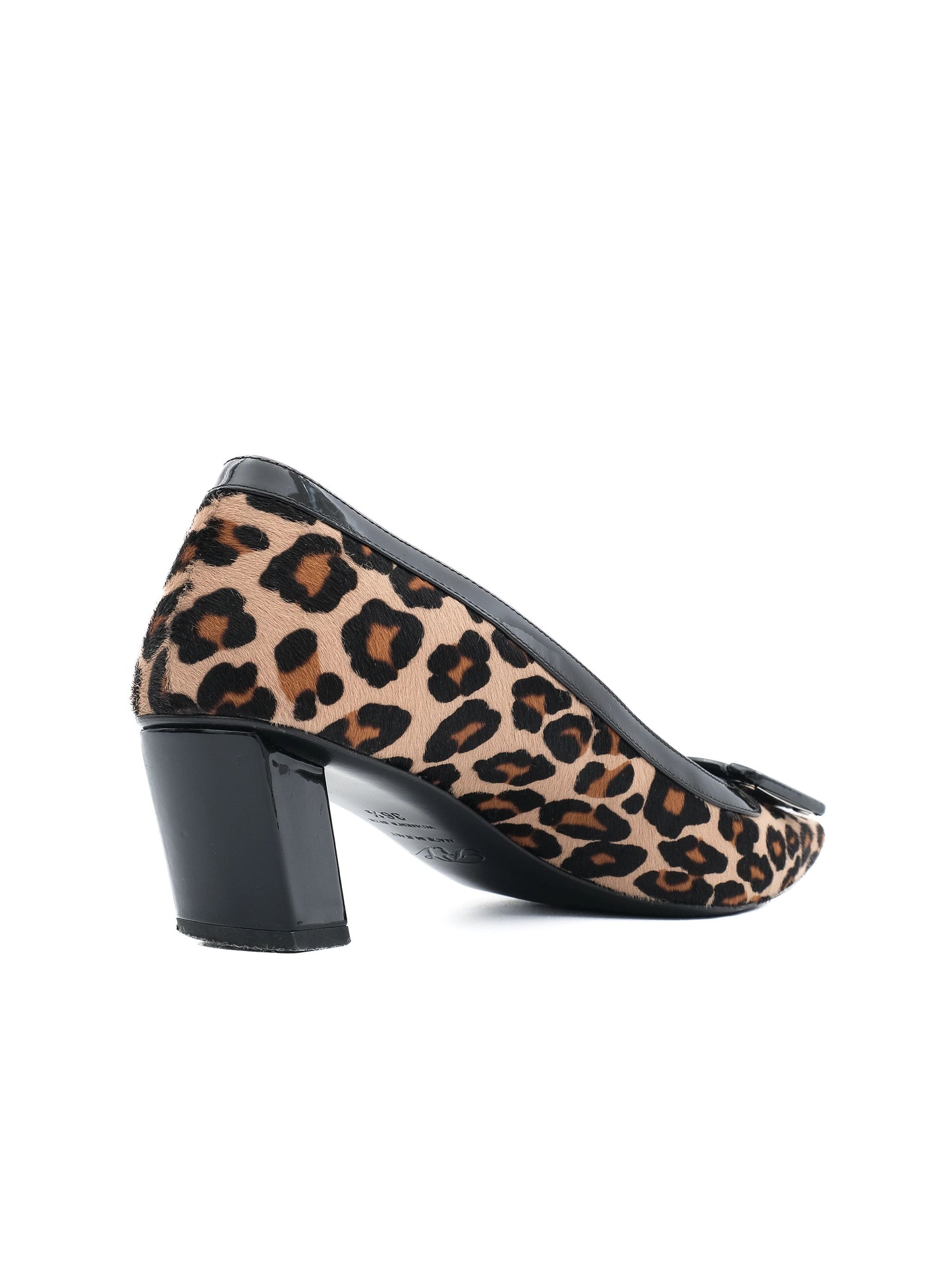 excellent roger vivier women's leopard print textile heels size 36.5