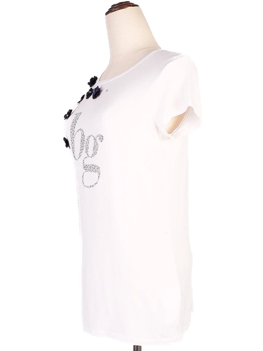 average blugirl folies white t-shirt size s with floral embellishments