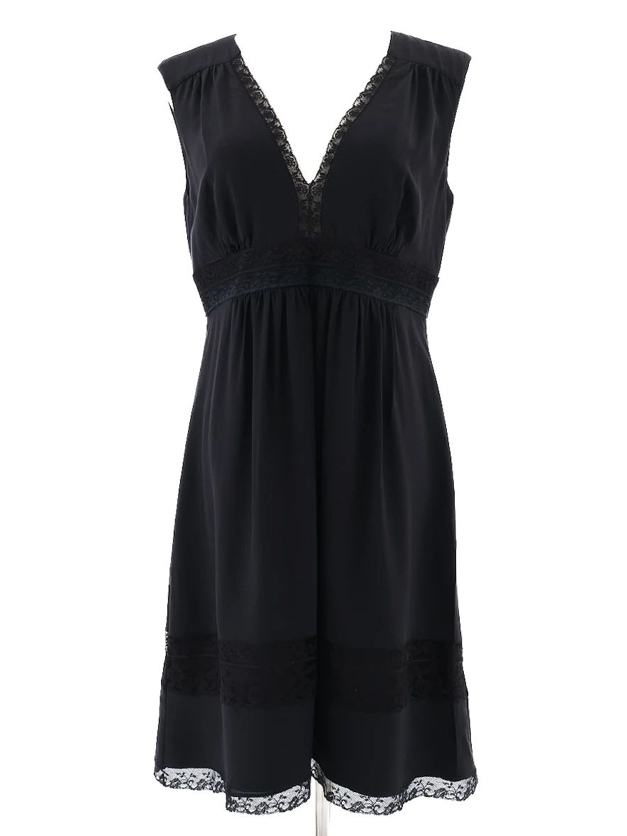 prada black silk dress with lace detailing size l excellent
