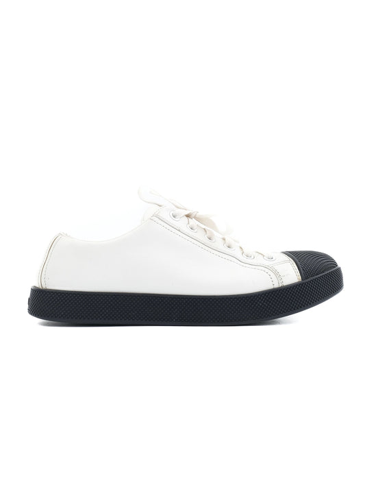 Average Condition Prada White Leather Sneakers Size 36