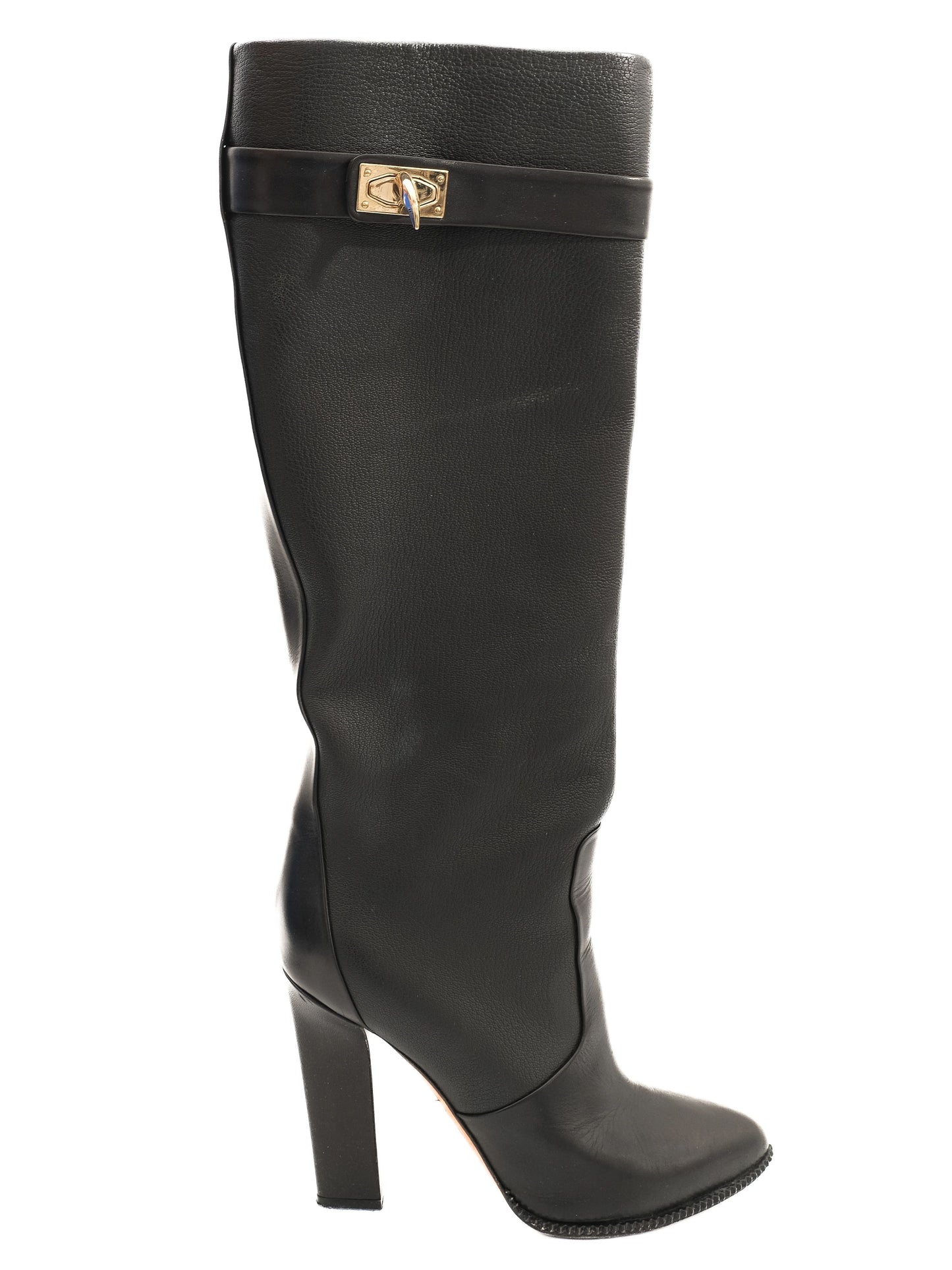 excellent givenchy black leather knee-high boots size 37