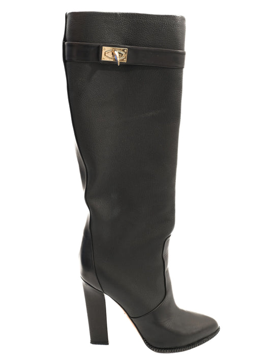 Excellent Givenchy Black Leather Knee-High Boots Size 37