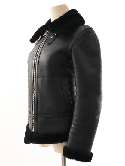 Good Reiss Black Leather & Faux Fur Jackets Size XS