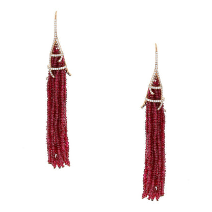 Diamonds, rubies and gold earrings
