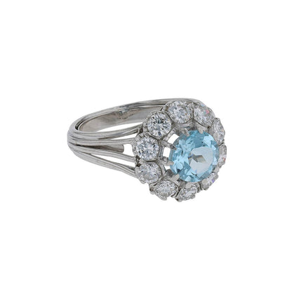 Diamonds, topaze and platinum ring