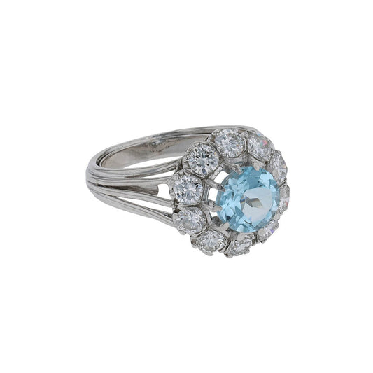 Diamonds, topaze and platinum ring