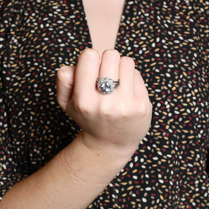 Diamonds, topaze and platinum ring
