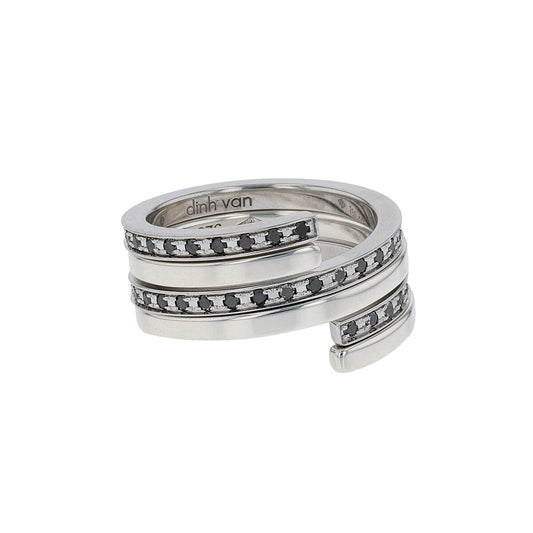 Dinh Van Spirale Duo black diamonds, silver and gold ring