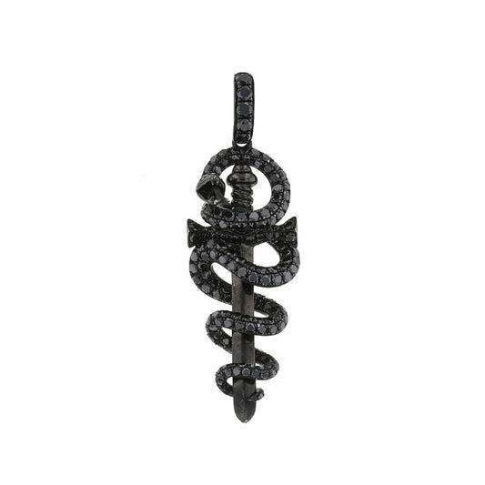 Djula black diamonds and silver pendant